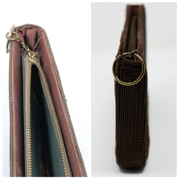 Vintage VTG 1940s Brown Corde Zipper Clutch | Clutches | Purses | Bags | Wedding - Picture 5 of 10